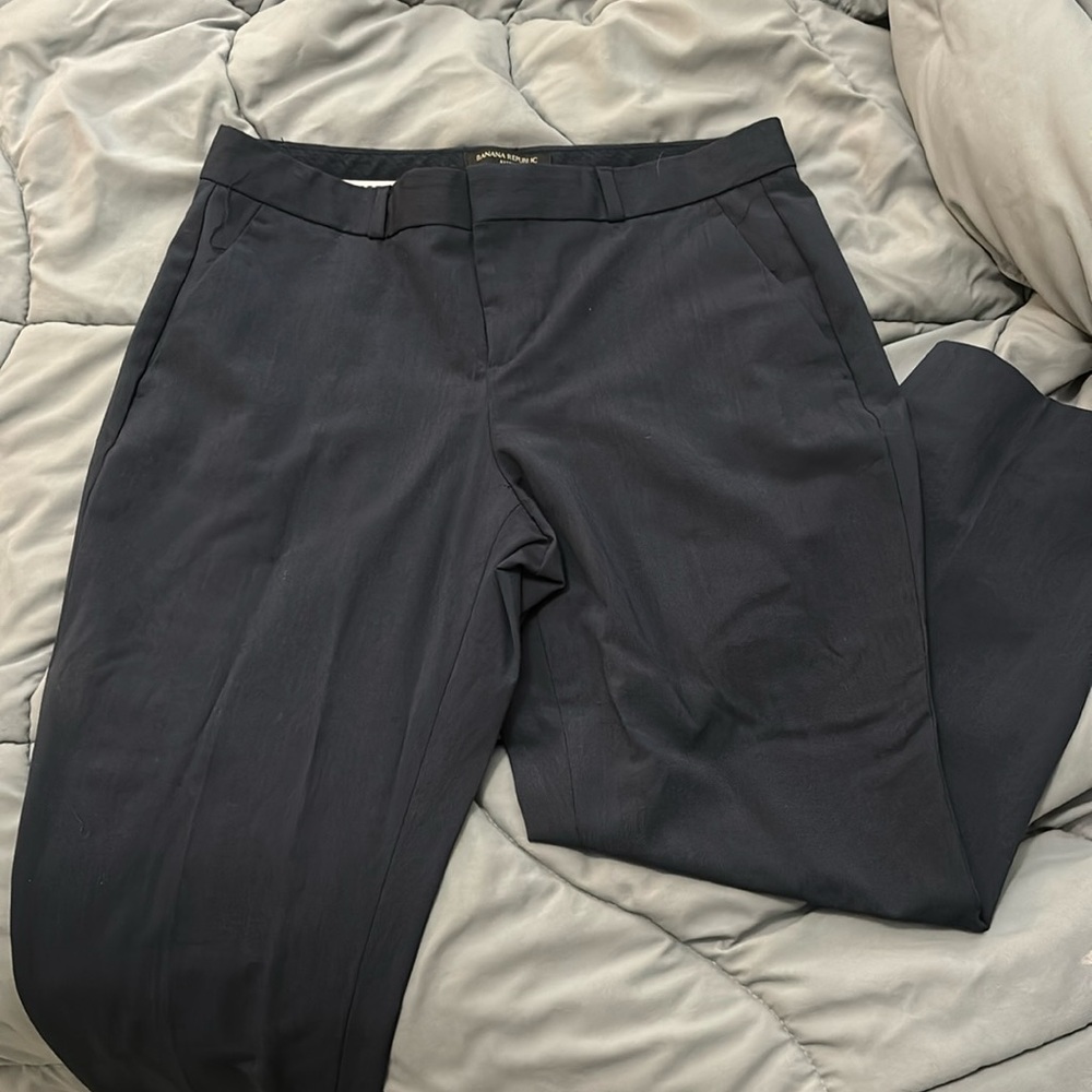 Navy Blue Cropped Dress Pants